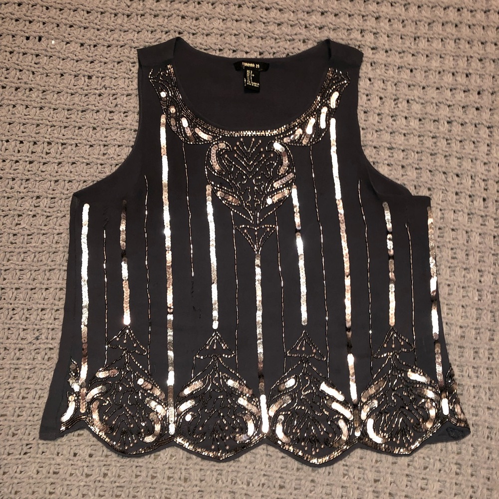 Forever 21 dazzled blouse grey